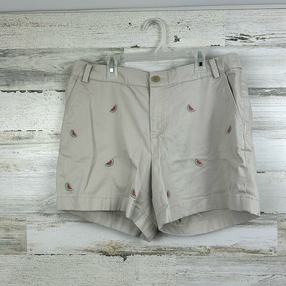 Brooks Brothers womens 12 cotton watermelon embroidered khaki shorts - Picture 1 of 4